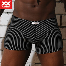 XUBA<em>男士内裤</em>男<em>平角裤棉</em>条纹宽松透气U凸囊