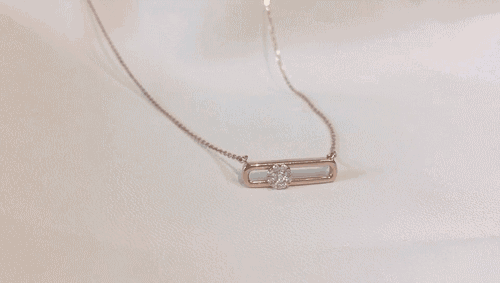 商场同款潮宏基轨迹18k金项链女士玫瑰金吊坠彩金钻石项链锁骨链套链