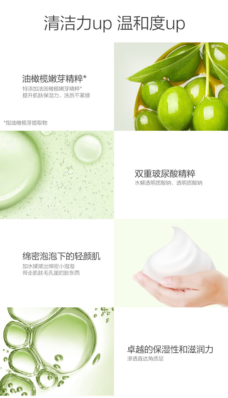 一叶子洗面奶女学生深层清洁毛孔温和不刺激洗面乳护肤品 【橄榄嫩芽鲜补水洁面60g】