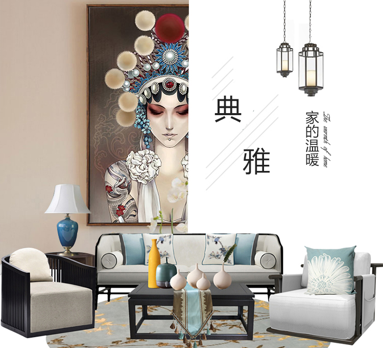 蓝鱼(lanyu)3d新中式古典京剧人物墙布背景墙壁画壁纸艺术复古女戏剧