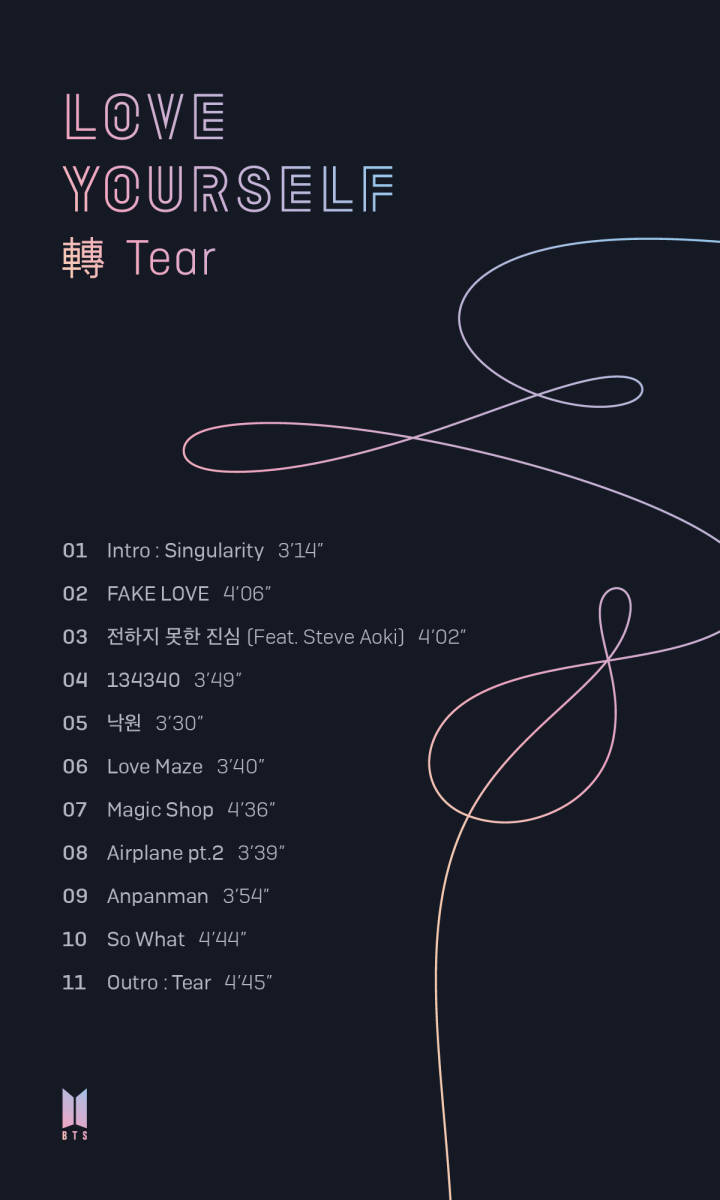 bts 防弹少年团 正规3辑 love yourself 转 tear 专辑 r版