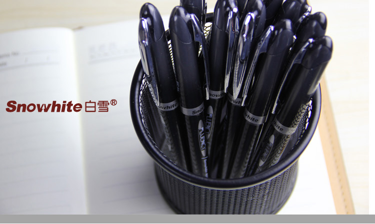 白雪(snowhite) PV-200 黑色直液式走珠笔 签字