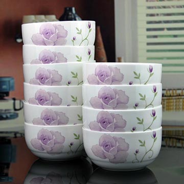 金禹瑞美REMEC 紫百合4.5英寸韩式碗10个装唐山骨瓷餐具套装