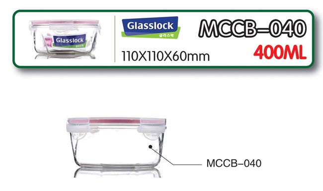 三光云彩glasslock韩国进口钢化玻璃饭盒微波炉碗保鲜盒密封便当盒 MCCB040/400ml