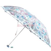 天堂 陌上花开防紫外线三折超轻绣花晴雨伞3101E兰色