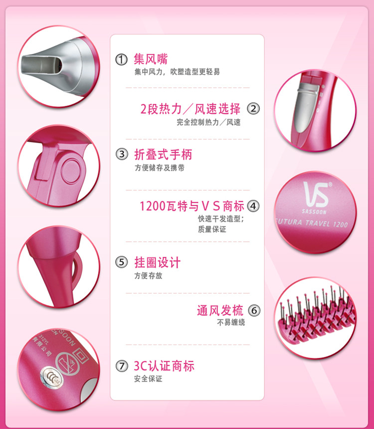 沙宣（VS）VS906RCOCN   1200 瓦特時尚造型电吹风套装