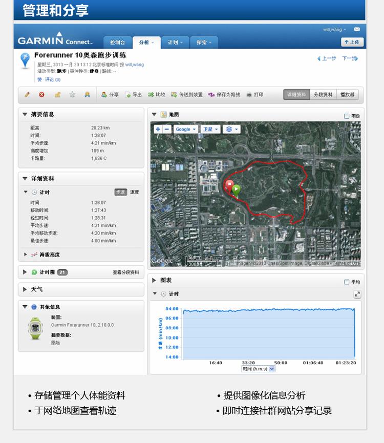佳明（Garmin）美国GPS户外时尚跑步运动腕表Forerunner10(黑色 男款 50米防水 微博分享 一键开启）