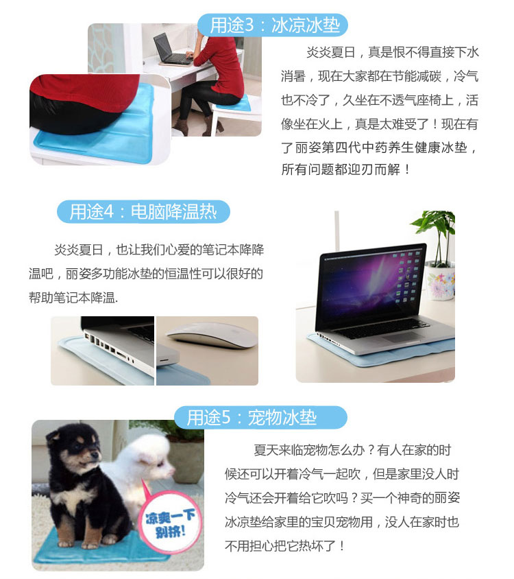 丽姿 冰垫 夏季降温坐垫 冰蓝色