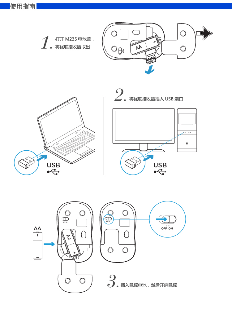 罗技(logitech m235 无线鼠标m235二代-美国