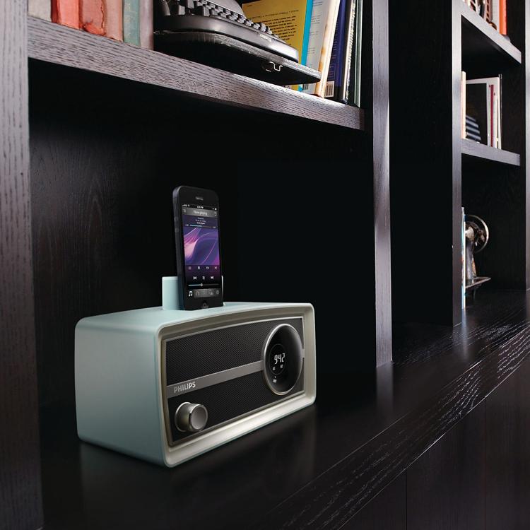 飞利浦（PHILIPS）ORD2105 迷你音响复古收音机 苹果iphone6S/6Plus/5/ipod充电器 音乐底座音箱 蓝色
