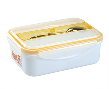 振兴 塑料带更双格饭盒 900ml 橙色 FH985