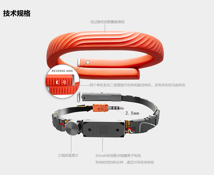 卓棒（Jawbone） UP24新款智能手环 蓝牙版 黑色 S