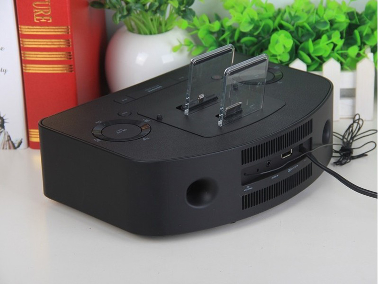 飞利浦（PHILIPS）AJ7260D/93 迷你音响 iphone6/4/5S苹果音响底座双闹钟床头音箱双插口（黑色）