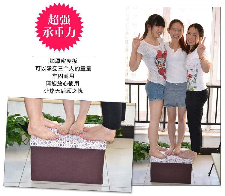 百草园 印花牛津布加长加厚木质收纳箱 百纳箱 咖啡色 欧美式