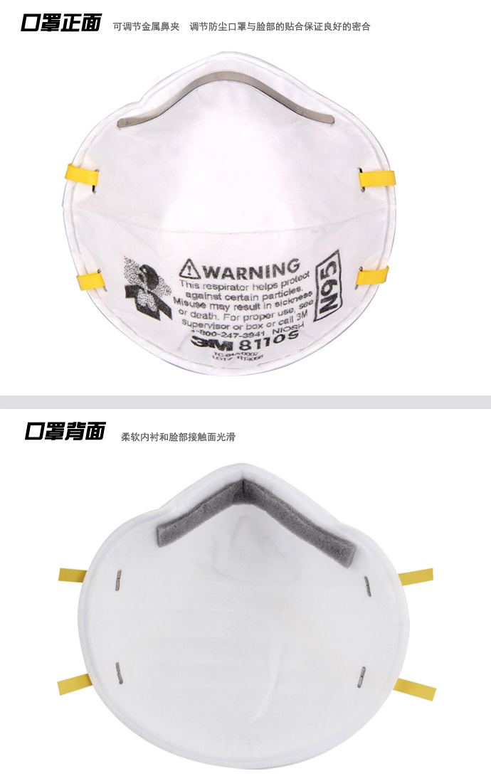3M 儿童口罩 防雾霾口罩 防pm2.5 防护口罩 N95防尘口罩 8110S 20只(1盒)