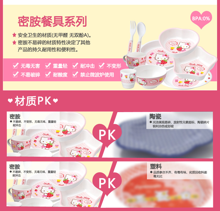 【京东超市】乐扣乐扣 HELLO KITTY 婴幼儿长方形餐盘（粉色）LBB456-KT