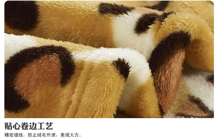 PISCES伊莲 床品家纺 双人法莱绒四季多用毯 经典虎皮 （150*200cm)