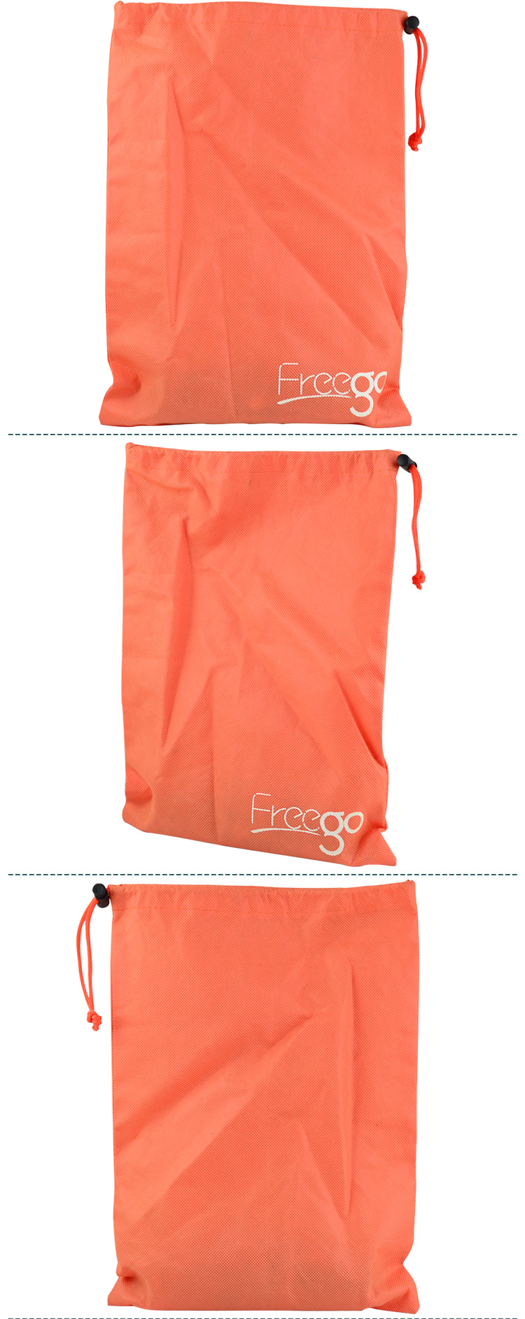 
                                        Freego 收纳鞋袋 FGE-003 旅行收纳束口袋 布袋抽绳整理袋 杂物收纳袋 无纺布鞋袋 橘黄色（2件起售）                