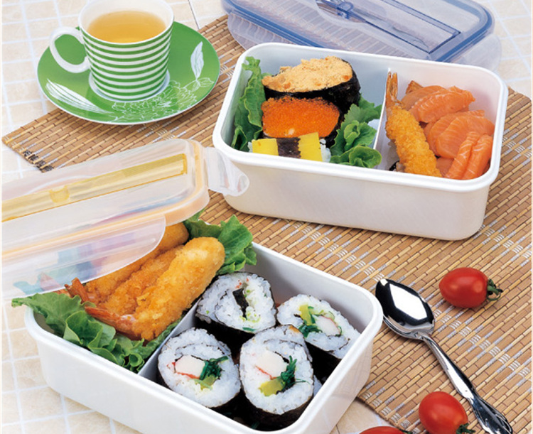 振兴 塑料带更双格饭盒 900ml 橙色 FH985