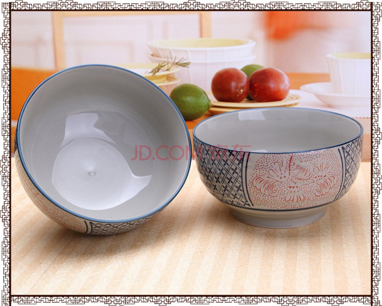 山田烧陶瓷碗套装 釉下彩(7英寸)日式餐具和风汤碗大面碗(2只装) 满天星