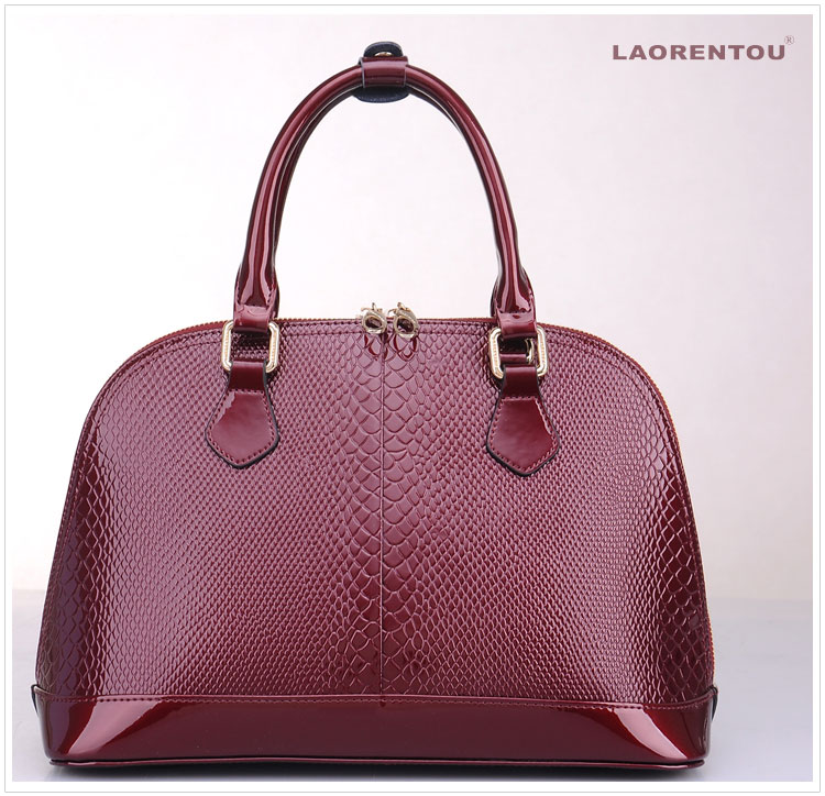 头LAORENTOU 高档牛皮手提斜挎时尚贝壳包