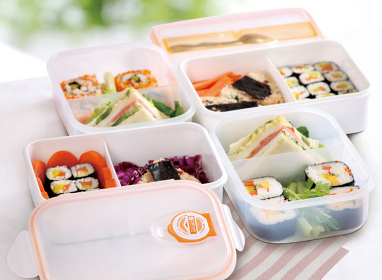 振兴 塑料微波炉双格饭盒 850ml  橙色 FH983
