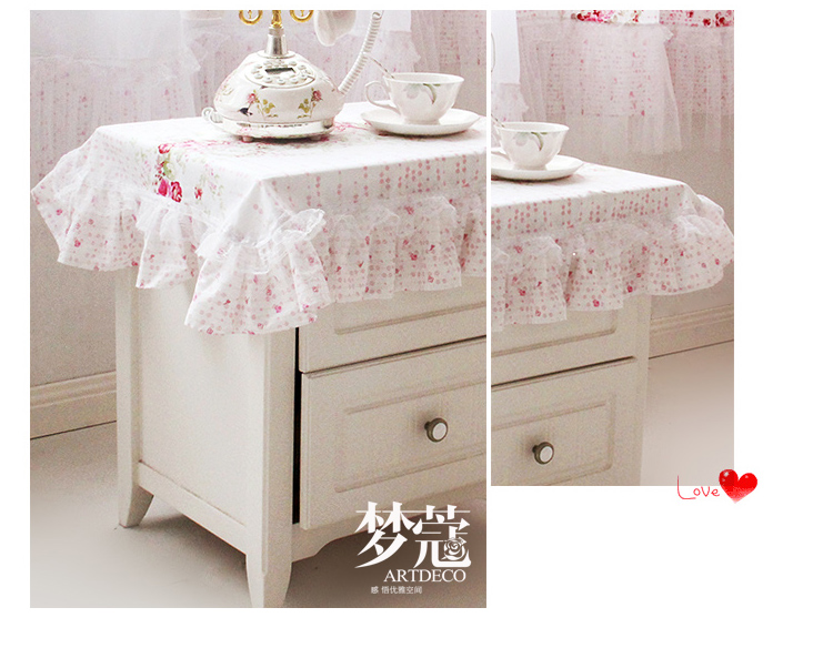梦蔻（ARTDECO） 加厚全棉床头柜罩 仲夏夜之梦 韩式田园多用盖布 70x80cm(含花边)