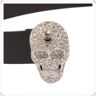 PHILIPP PLEIN 菲利普普兰 中性黑色牛皮配银