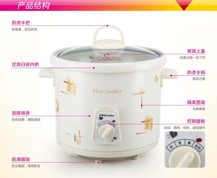
                                        
                                                                                荣事达 电炖锅电炖盅白瓷母婴BB煲煮粥炖汤煲1.5L汤锅RBC-15M                