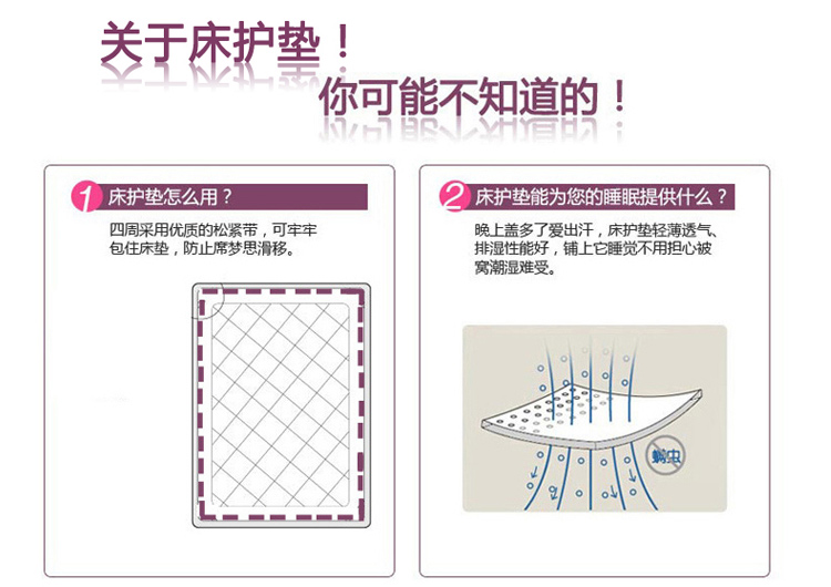 艾薇 床品家纺 保暖加厚 席梦思保护垫 夹棉床笠 双人1.5床美人如玉 150*200CM