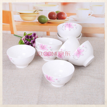 雅诚德米饭碗 陶瓷碗套装(5英寸)花之密语杰雅高脚碗(8只装) H303
