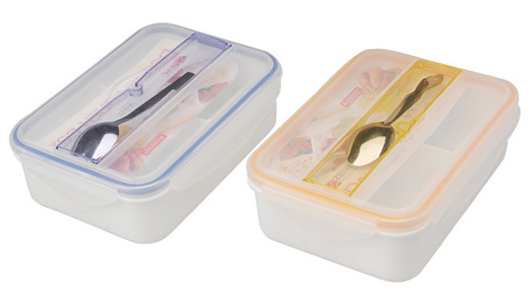 振兴 塑料带更双格饭盒 900ml 橙色 FH985