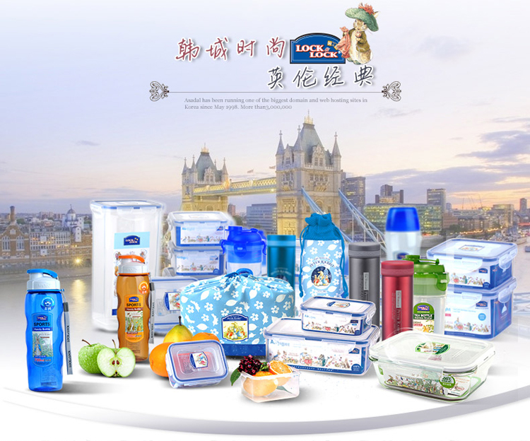 乐扣乐扣（lock&lock）保鲜盒三件套 比得兔系列保鲜套装HPL817-PRS001 赠包