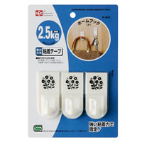 
                                        日本丽固（LEC）H-002 强力挂钩粘钩 承重2.5kg 3个装 卫生间浴室厨房粘胶                