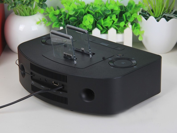 飞利浦（PHILIPS）AJ7260D/93 迷你音响 iphone6/4/5S苹果音响底座双闹钟床头音箱双插口（黑色）