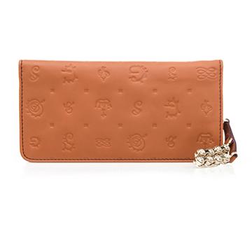 <em>Lancel</em> <em>兰姿</em> <em>女士</em>浅黄褐色LOGO压花牛皮长款