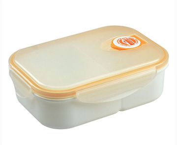 振兴 塑料微波炉双格饭盒 850ml  橙色 FH983