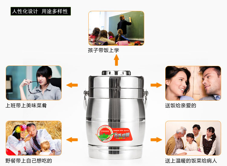 炊大皇 2L鼓型双层保温提锅
