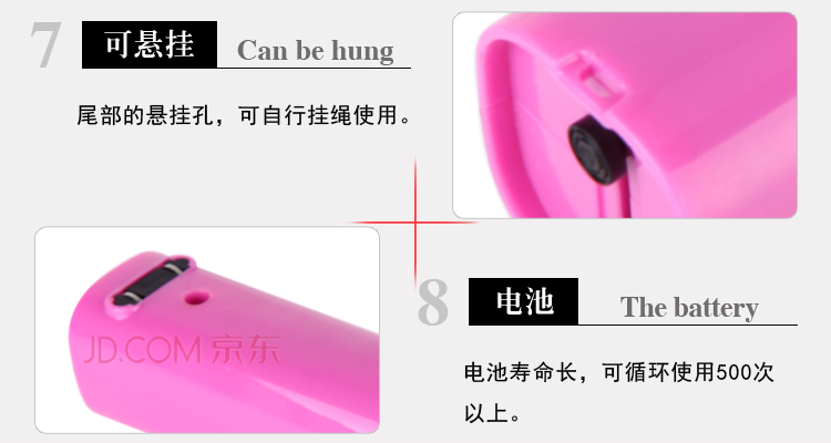家博士（HOMEBOSS） LED手电筒 充电式家用便携式手电 JBS-S022 粉色