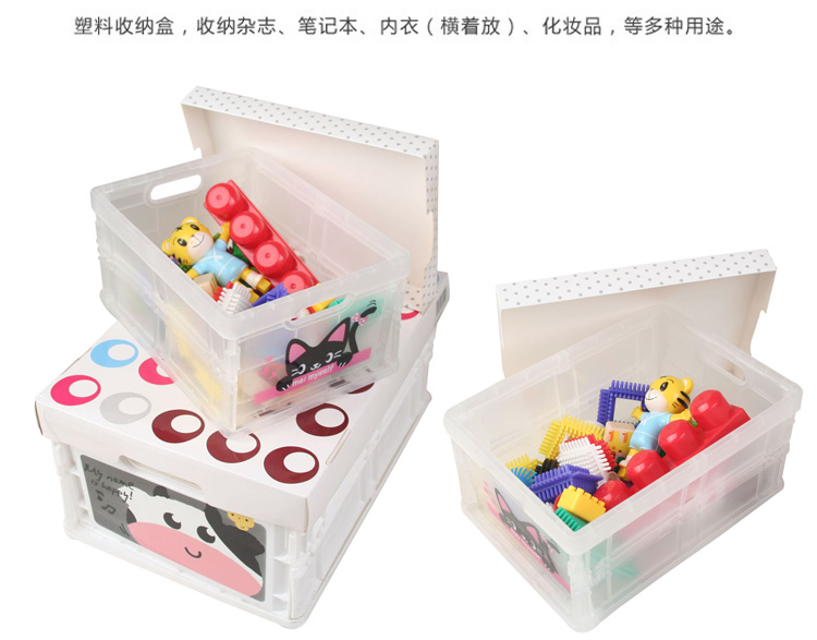 
                                        【京东超市】青苇 可爱 可折叠整理箱 塑料收纳盒 带盖3件套 (3升2个 9升1个)白色                