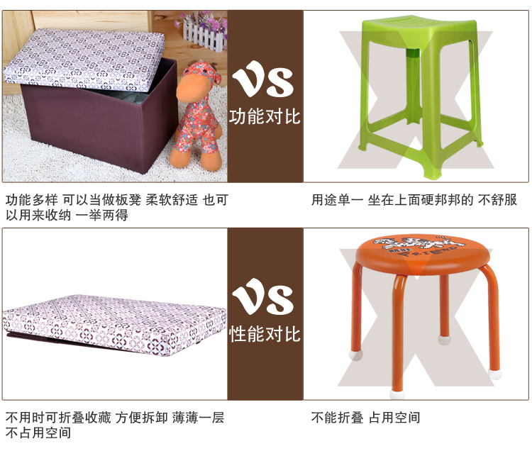 百草园 印花牛津布加长加厚木质收纳箱 百纳箱 咖啡色 欧美式