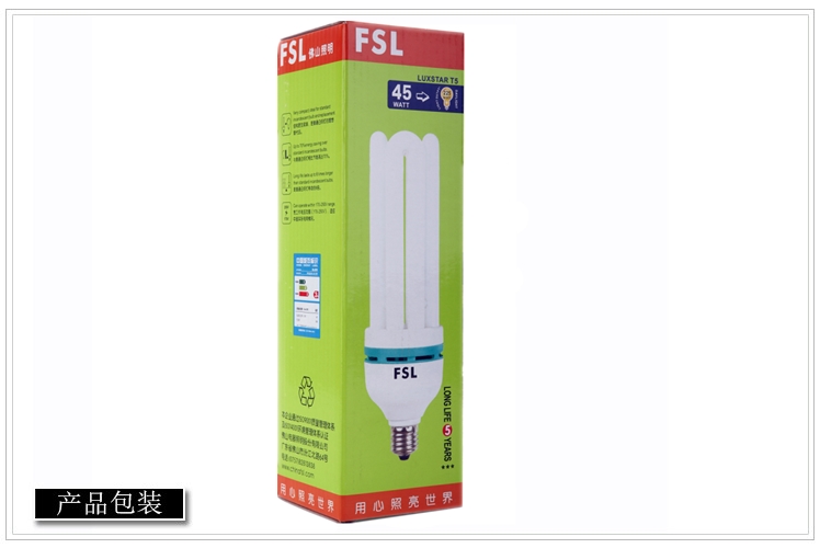 
                                        
                                        佛山照明 （FSL）T5节能灯4U-45W-E27日光色 2支装                