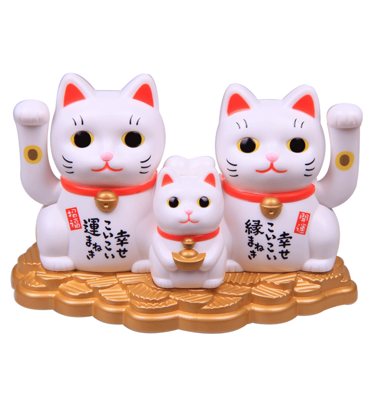 甲壳原 双人招财猫太阳能公仔 ocr-11026