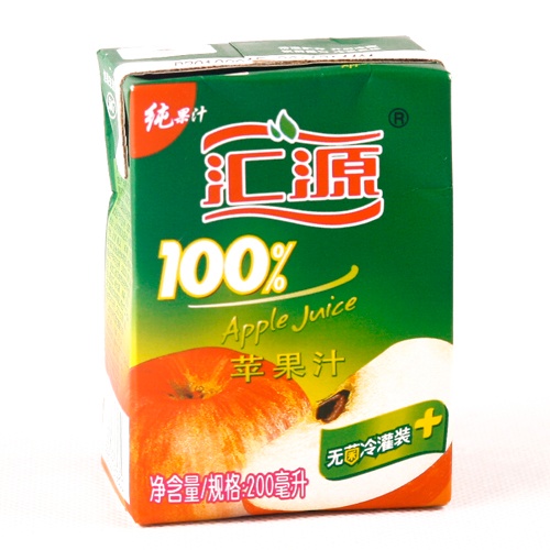汇源果汁100苹果汁果汁饮料200ml24盒整箱