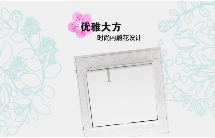 
                                        藤本86型墙壁开关面板插座16A带荧光一位大板单联开关/一开单控开关S20钢架磨砂内雕花系列                