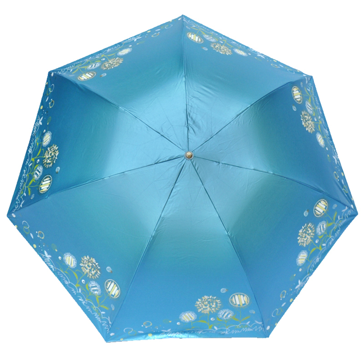 天堂 雪月风花黒涤彩胶三折超细晴雨伞铅笔伞 307E灰兰色