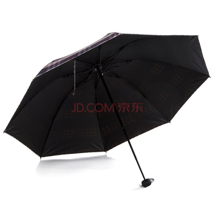 
                                        天堂伞 黑胶色织格三折晴雨伞33120E蓝红格                