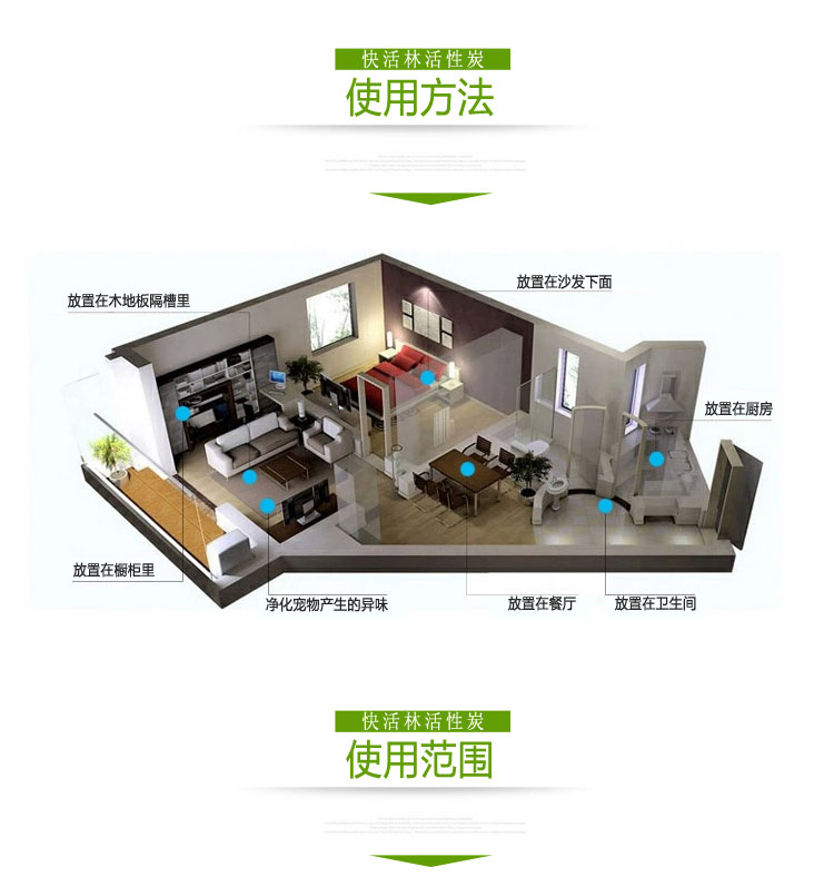 快活林 2.2kg除醛宝2箱装 新房装修净化除味活性炭除甲醛 家用车用活性竹炭包去甲醛 