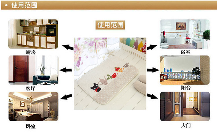 
                                        
                                        青苇 个性印染 地垫门垫 吸水防滑 浴室厨房脚垫 小黑猫50*80cm                