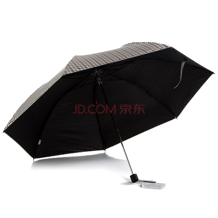 
                                        【京东超市】天堂伞（防晒值UPF50+）黑胶色织格三折晴雨伞31022E T851格                